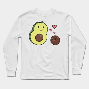 Mr Avocado Kawaii And Baby Avocado Kawaii Long Sleeve T-Shirt